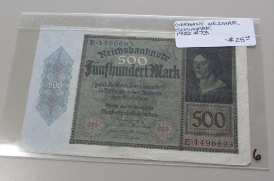 500 MARK GERMAN 1923