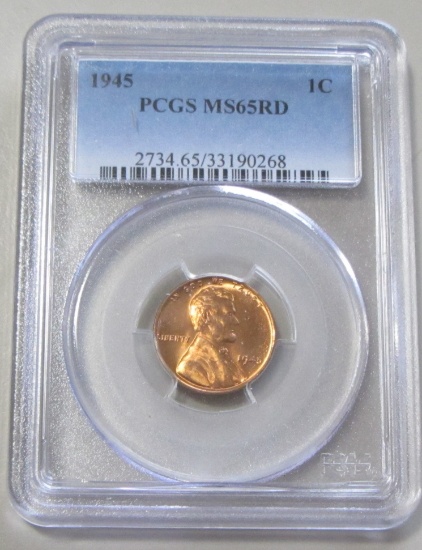 1945 WHEAT CENT PCGS 65