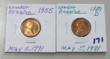 RED UNC WHEAT CENT 1955 1951-D LOWDER REUNION