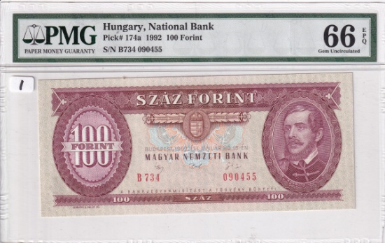 100 FORINT HUNGARY PMG 66 EPQ PICK 174A 1992