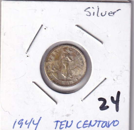 1944 SILVER 10 CENTAVOS MEXICO