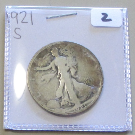 1921-S KEY WALKING LIBERTY HALF