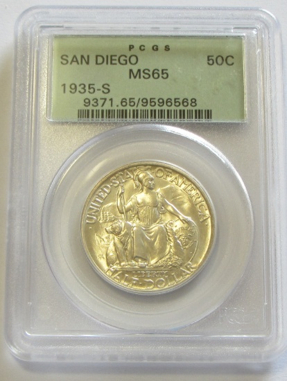 SAN DIEGO 1935-S OLD GREEN HOLDER PCGS GEM 65 COMMEMORATIVE