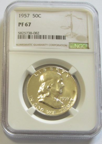 1857 PROOF FRANKLIN NGC 67