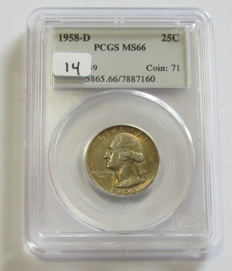 1958-D QUARTER PCGS GEM 66