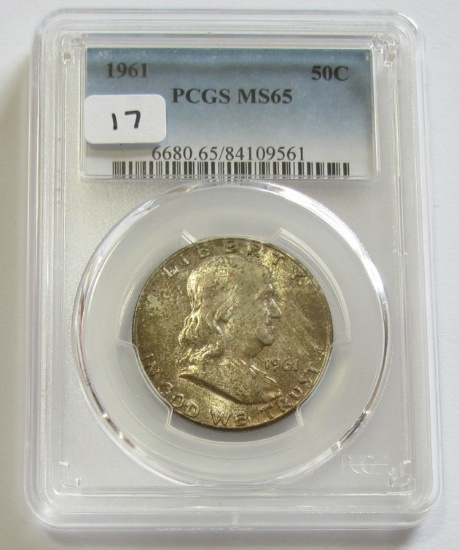 1961 TONED FRANKLIN PCGS 65