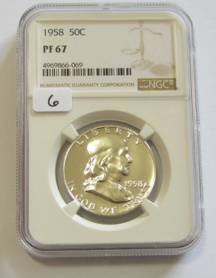 1958 PROOF FRANKLIN NGC 67