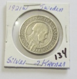 1921W Silver Sweden 2 Kroner