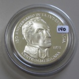 3.8539 PURE SILVER 1971 PROOF 20 BALBOAS HUGE COIN