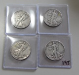 LOT OF 4 WALKING LIBERTY HALF DOLLARS