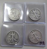 LOT OF 4 WALKING LIBERTY HALF DOLLARS