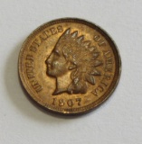 UNCIRCULATED 1907 INDIAN HEAD CENT RED/BROWN