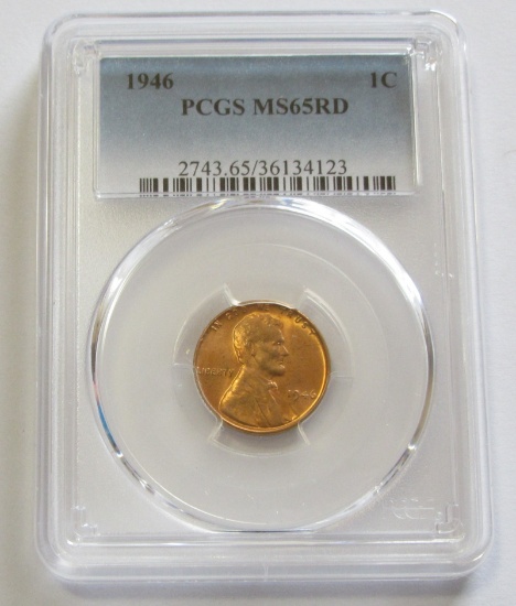 1946 RED WHEAT CENT PCGS 65