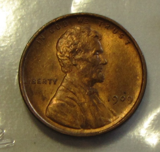 BU 1909 VDB WHEAT CENT