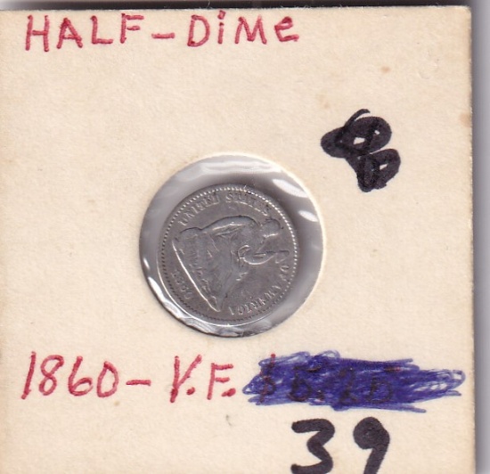 1860 SEATED HALF DIME