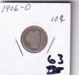 1906-O BARBER DIME