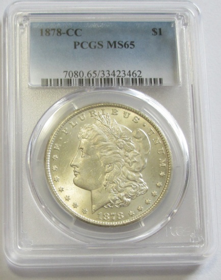 $1 GEM 1878-CC CARSON CITY MORGAN PCGS MS65 BLAST WHITE