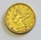 $2.5 GOLD 1906 QUARTER EAGLE