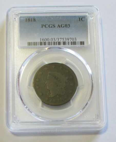 1818 LARGE CENT PCGS 3