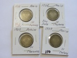 Lot of 4 - 2 Each 1938 Key Date & 1939 Better Date Mexico 10 Centavos