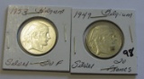 Lot of 2 - Silver 1949 & 1953 Belgium 20 Francs