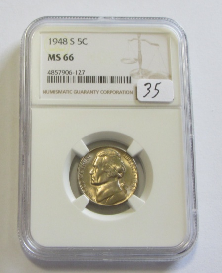 1948-S GEM NICKEL NGC 66