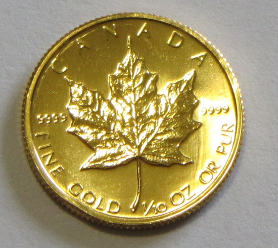 1982 Canada Gold Maple Leaf 1/10 OZ $5 BU .9999 Fine BU