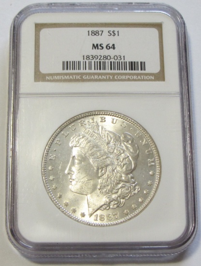 $1 1887 MORGAN NGC 64