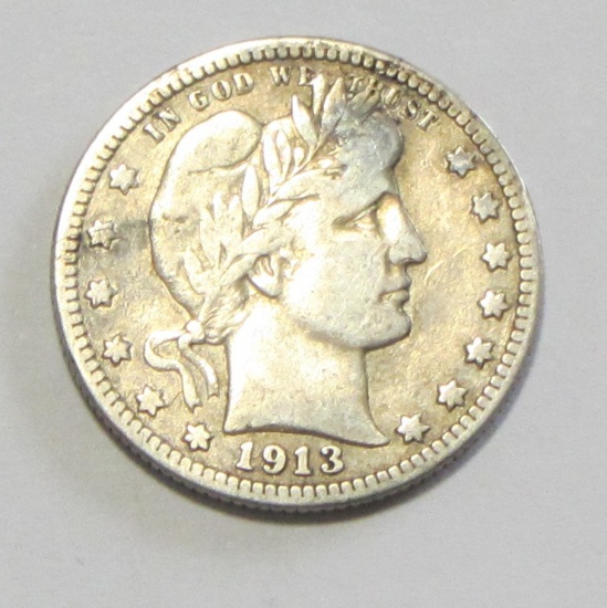 MID GRADE 1913 BARBER QUARTER