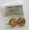 Lot of 2 - 1985-D Lincoln Cent Struck of Brass Plated Planchet
