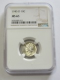 1945-D MERCURY DIME NGC 65