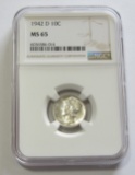 1942-D MERCURY DIME NGC 65