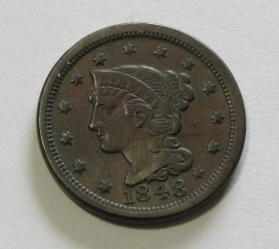 1848 BRAIDED HAIR LARGE CENT TOUGH IN THIS GRADE