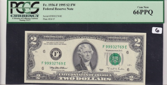 $2 1995 FORT WORTH PCGS 66 PPQ