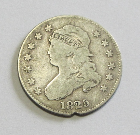 TOUGH 1825/2 CAPPED BUST QUARTER OVER DATE