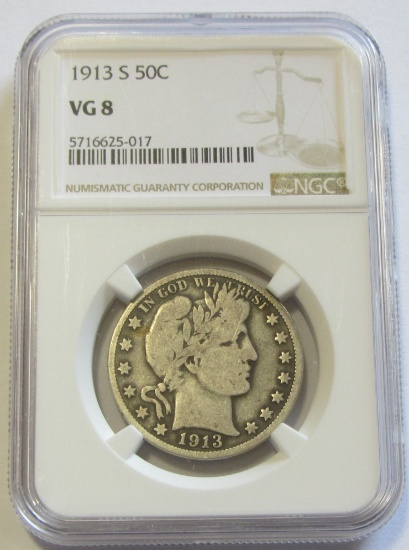 1913-S BARBER HALF NGC VG8