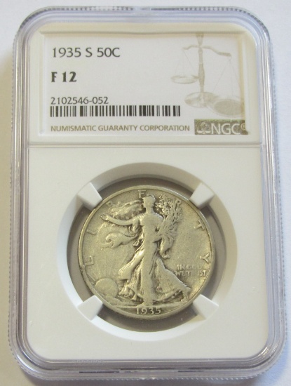 1935-S WALKING LIBERTY HALF NGC FINE 12