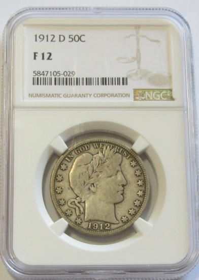 1912-D BARBER HALF NGC FINE 12