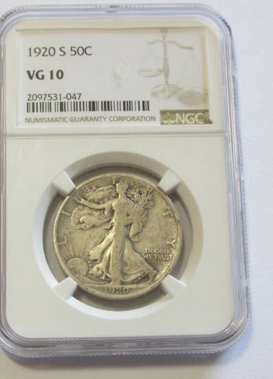 1920-S WALKING LIBERTY HALF NGC VG10