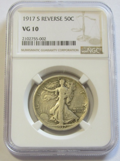 1917-S REVERSE WALKING LIBERTY HALF NGC VG10