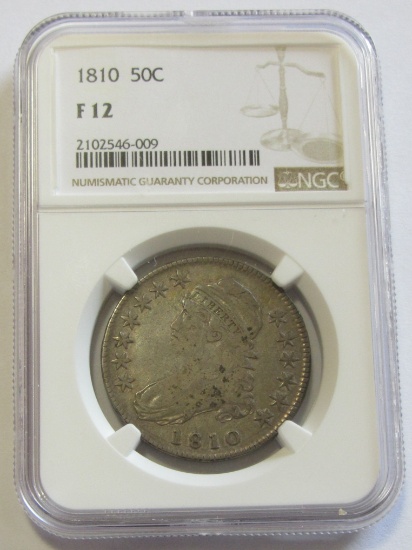 1810 CAPPED BUST HALF NGC FINE12