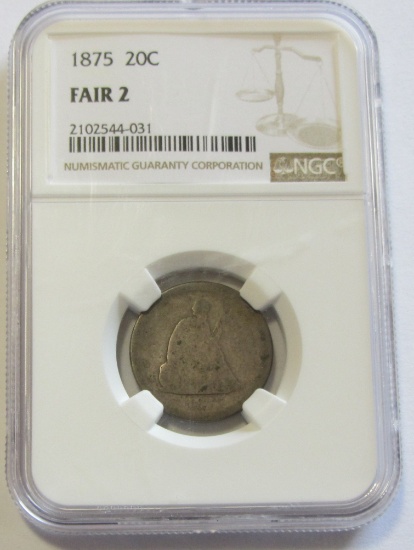 1875 20 CENT PIECE NGC FAIR