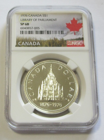 1976 SILVER CANADA $1 PARLIAMENT NGC 68