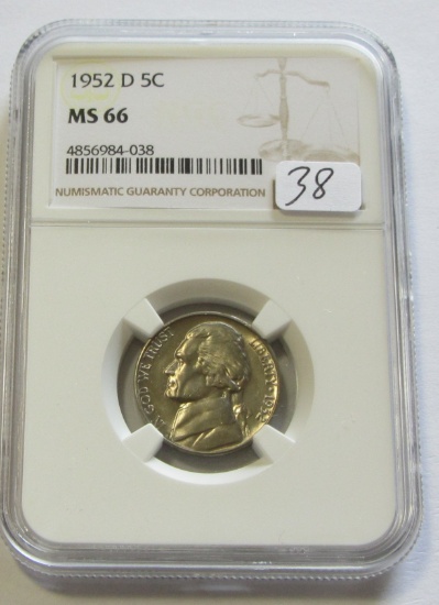 1952-D NICKEL NGC 66