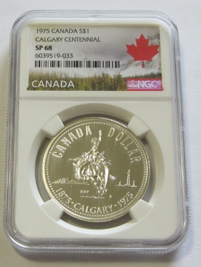SILVER CALGARY $1 1975 CANADA NGC 68