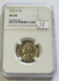 1952-D NICKEL NGC 66
