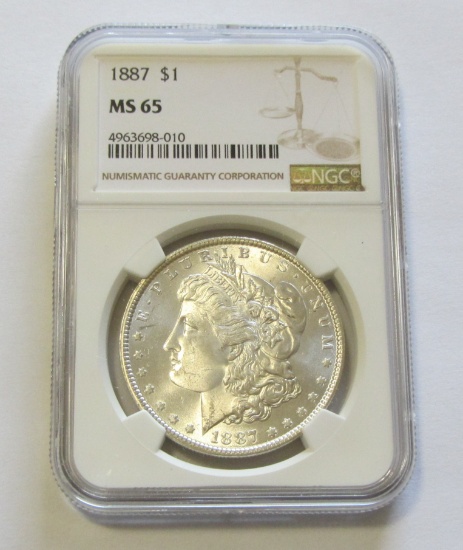 BLAST WHITE GEM $1 1887 MORGAN NGC MS65