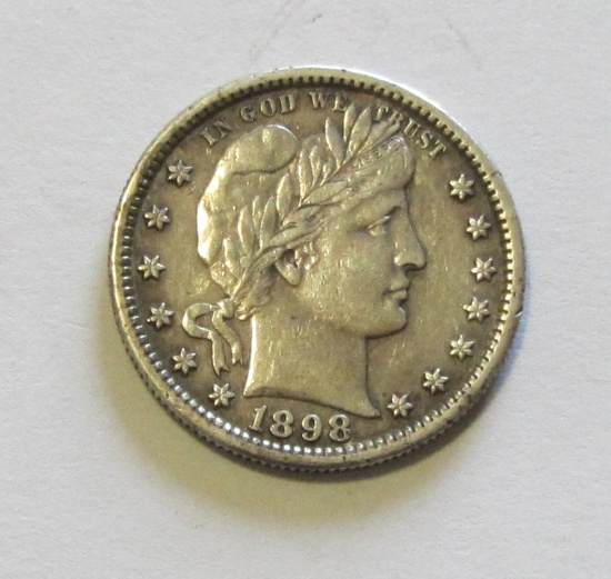 1898-S BARBER QUARTER AU