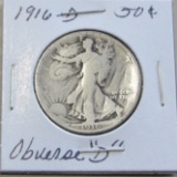 1916-D Obverse D Walking Liberty Half Dollar - Better Date
