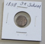 1858 Silver 3 Cent 